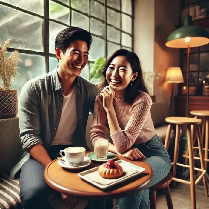 123_DALL·E 2024-10-28 16.15.11 - An image of an East Asian couple enjoying a date in a cozy, stylish cafe. They are seated at a small table by a window, smiling and laughing, with cof.jpg