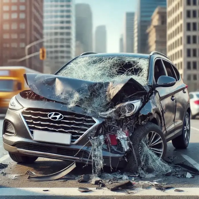 123_DALL·E 2024-11-04 18.52.42 - A heavily damaged Hyundai car after a serious accident. The car's front is severely crumpled, with the hood smashed and the front bumper completely wr.jpg